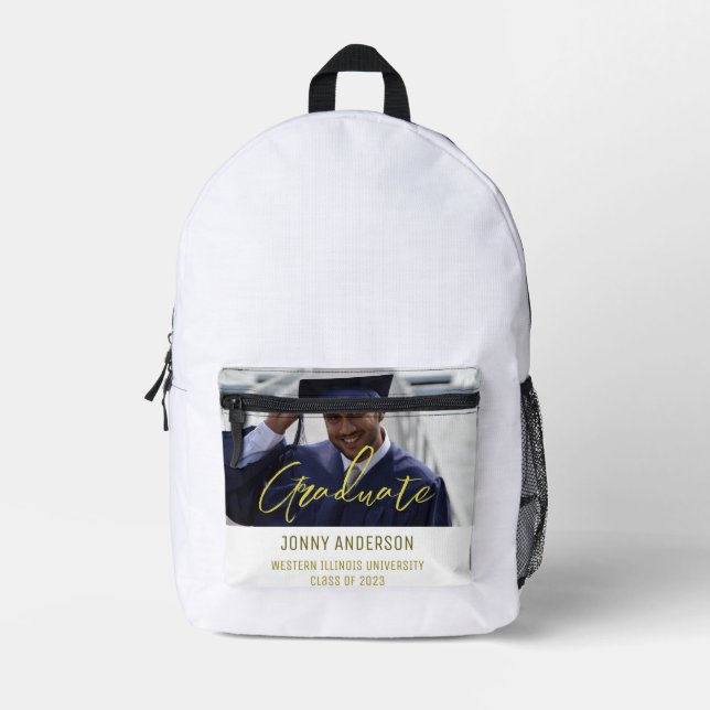 Modern Minimalist Photo and Script Printed Backpack (Front)