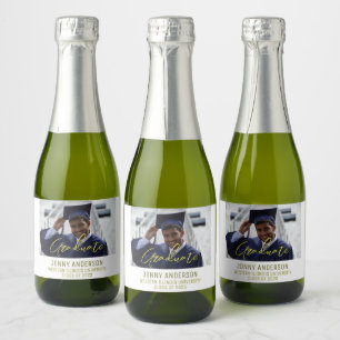 Modern Minimalist Photo and Script Sparkling Wine Label