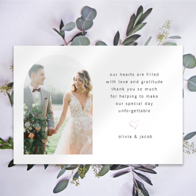 Modern Minimalist Photo Arch Wedding Thank You Card (Creator Uploaded)