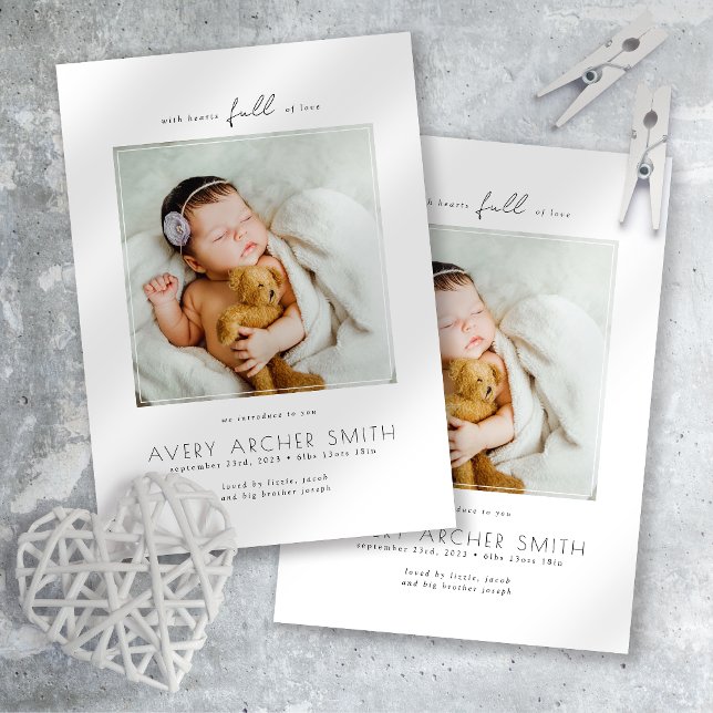 Modern Minimalist Photo Baby Birth Announcement (Creator Uploaded)