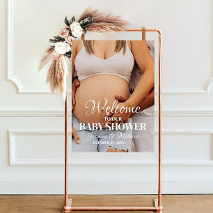 Modern Minimalist Photo Baby Shower Welcome sign