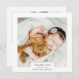 Modern Minimalist Photo Baptism Christening Thank You Card