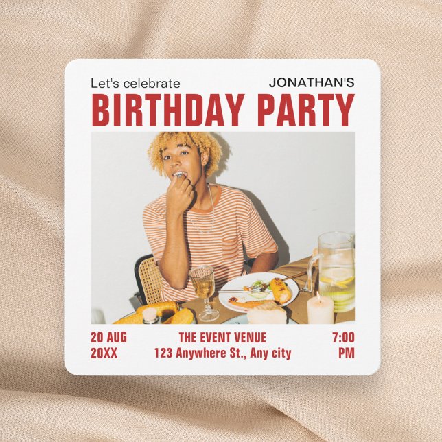 Modern minimalist photo birthday Invitation (Creator Uploaded)
