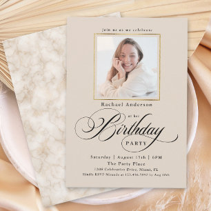 Modern Minimalist Photo Birthday Party Invitation