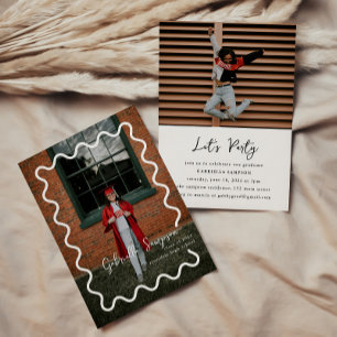 Modern Minimalist Photo Black and White Grad Party Invitation