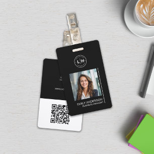 Modern Minimalist Photo Black Name ID Badge