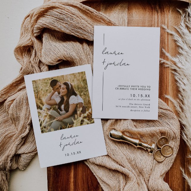 Modern Minimalist Photo Boho Wedding Invitation (Creator Uploaded)