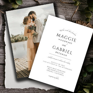 Modern Minimalist Photo Boho Wedding Invitation