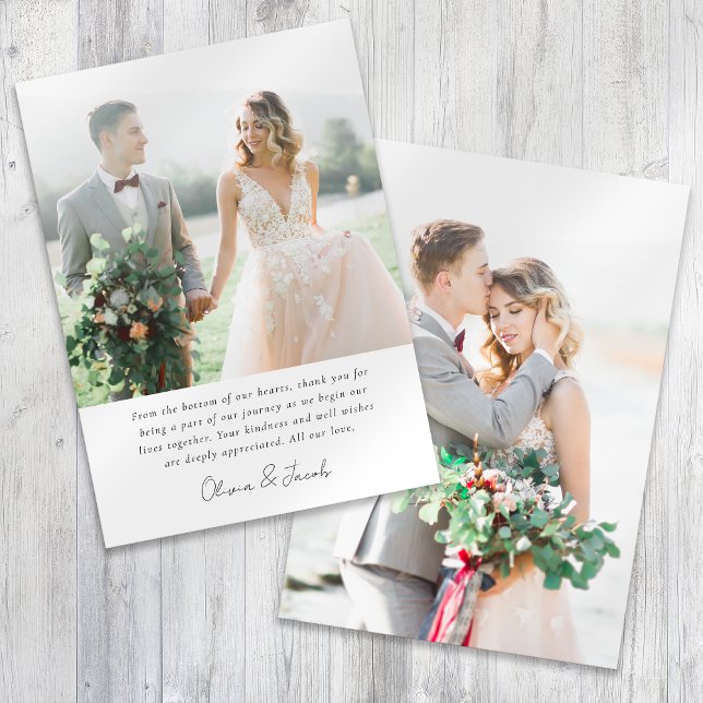 Modern Minimalist Photo Calligraphy Wedding  Thank You Card (Creator Uploaded)