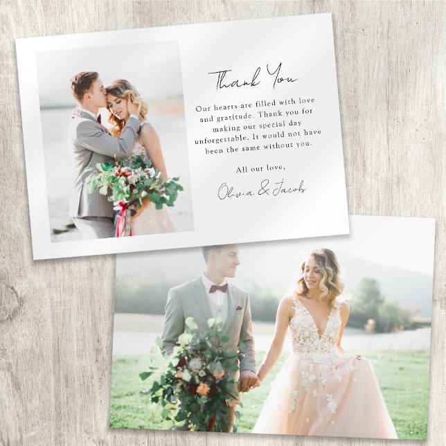 Modern Minimalist Photo Calligraphy Wedding  Thank You Card (Creator Uploaded)