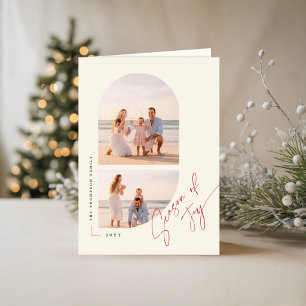Modern Minimalist Photo Collage Family Christmas Holiday Card