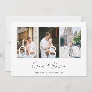 Modern Minimalist Photo Collage Save the Date Card