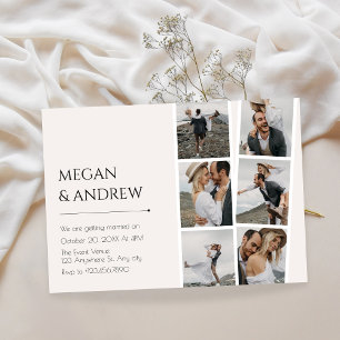 Modern minimalist photo collage wedding  invitation