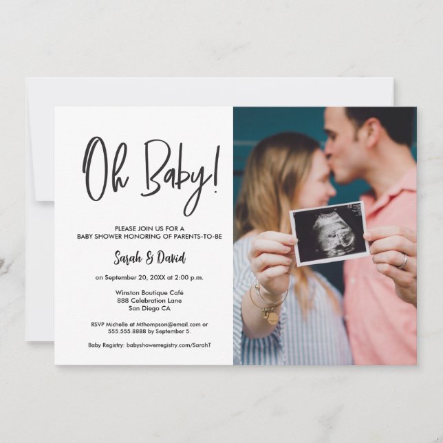 Modern Minimalist Photo Couple baby shower Invitation (Front)