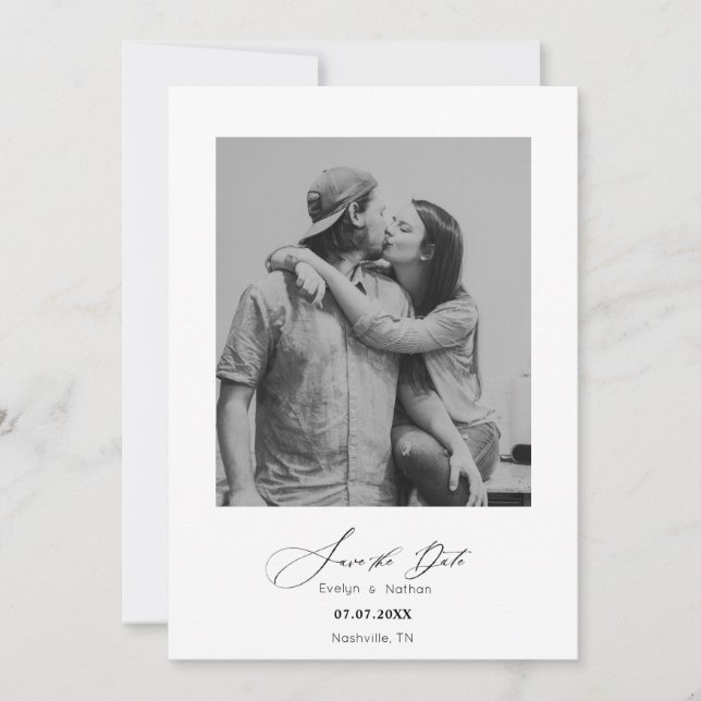 Modern Minimalist Photo Design Save The Date (Front)