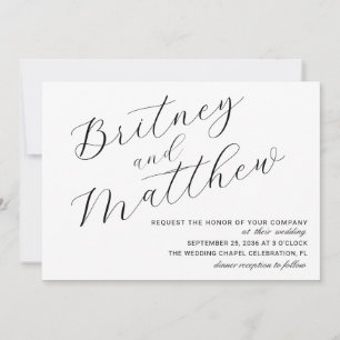 Modern Minimalist Photo Elegant Script Wedding Invitation