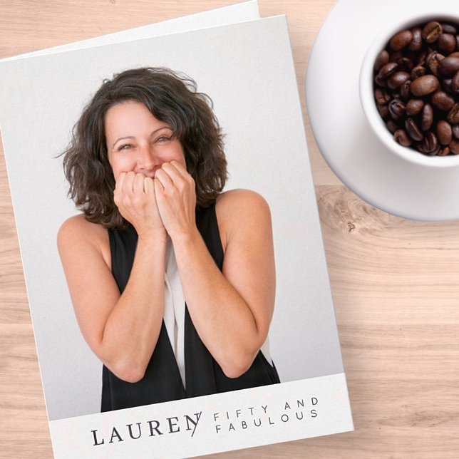 Modern Minimalist Photo Fifty & Fabulous Birthday Card (Creator Uploaded)