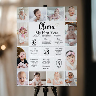 Modern Minimalist Photo First Year Milestone Sign