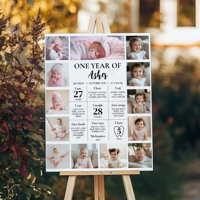 Modern Minimalist Photo First Year Milestone Sign (Creator Uploaded)