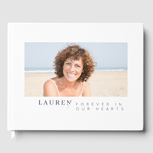 Modern Minimalist Photo Forever In Our Hearts Guest Book (Front)