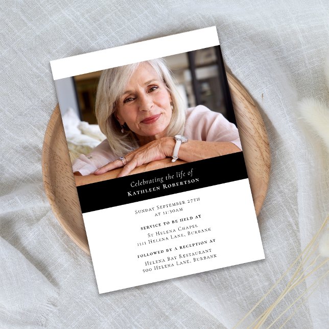 Modern Minimalist Photo Funeral Invitation (Creator Uploaded)