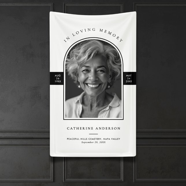 Modern Minimalist Photo Funeral/Memorial Service Banner (Creator Uploaded)