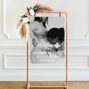 Modern Minimalist Photo Gender Reveal Welcome sign