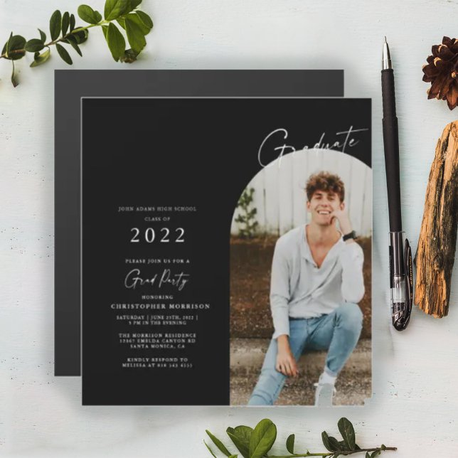 Modern Minimalist Photo Grad Invitation Magnet (Creator Uploaded)