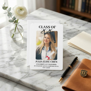 Modern Minimalist Photo Graduation Black Script  Announcement