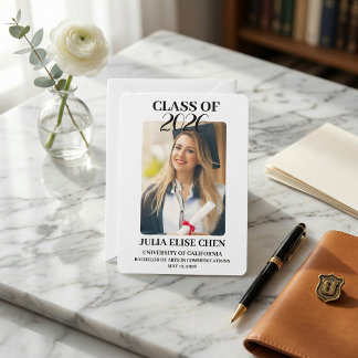 Modern Minimalist Photo Graduation Black Script  Announcement