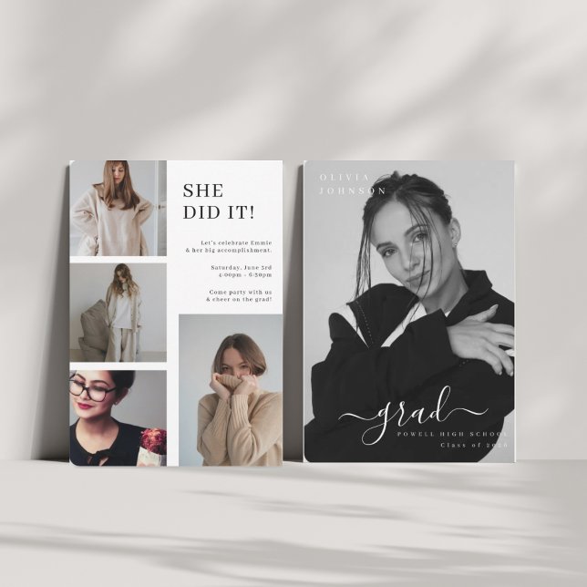 Modern Minimalist Photo Graduation Invitation (Creator Uploaded)