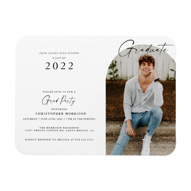Modern Minimalist Photo Graduation Invitation Magnet (Horizontal)