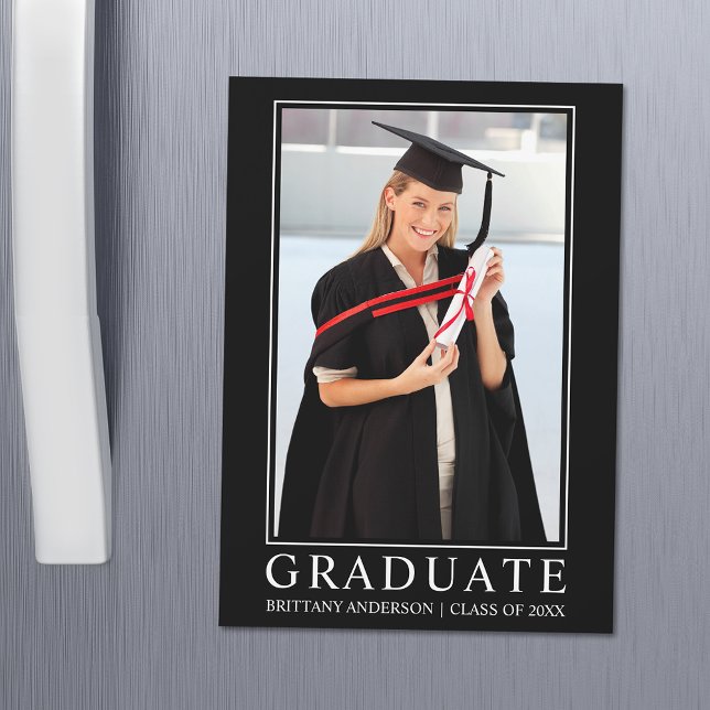 Modern Minimalist Photo Graduation Magnetic Card (Creator Uploaded)