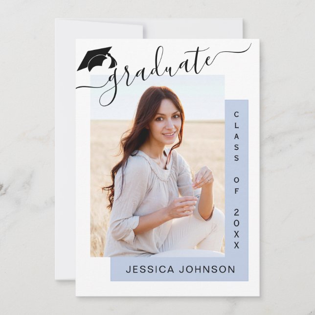 Modern Minimalist PHOTO Graduation Party Invitation (Front)