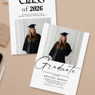 Modern Minimalist Photo Graduation Party Invitation