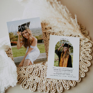 Modern Minimalist Photo Graduation Party Invite