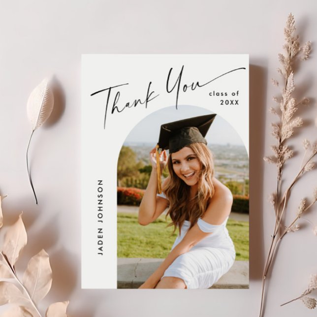 Modern Minimalist PHOTO Graduation Thank You Postcard (Creator Uploaded)