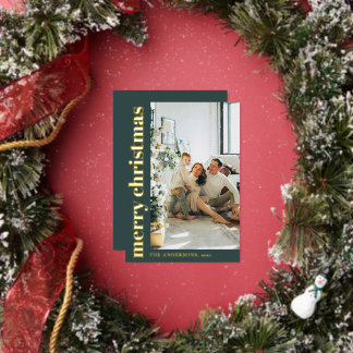 Modern Minimalist Photo Green Merry Christmas