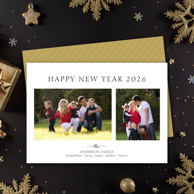Modern Minimalist Photo Happy New Year Holiday Card (Creator Uploaded)