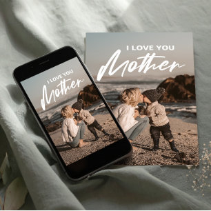 Modern Minimalist Photo I Love You Mother Postcard