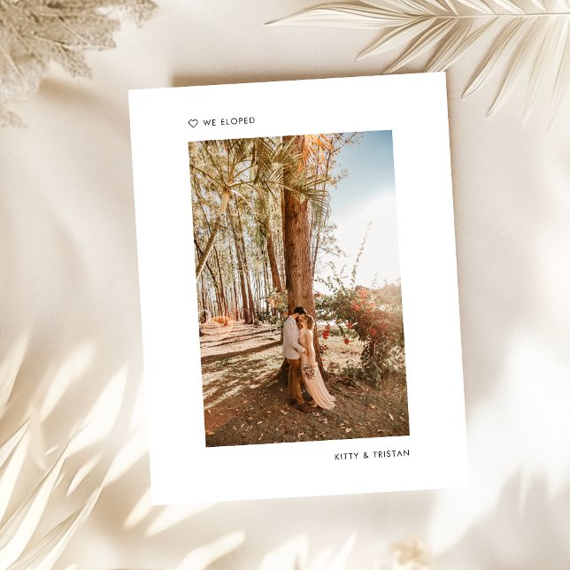 Modern Minimalist Photo Just Married Elopement Announcement Postcard (Creator Uploaded)
