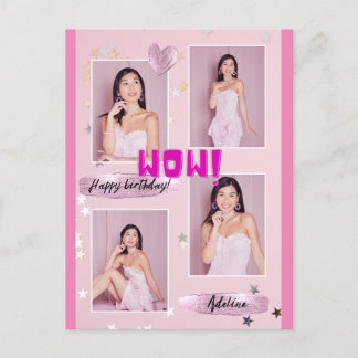 Modern minimalist Photo Lady Birthday Post Card