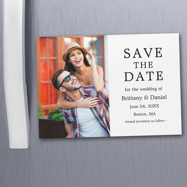 Modern Minimalist Photo Magnetic Save The Date (Customize to change text size, color or text style.)