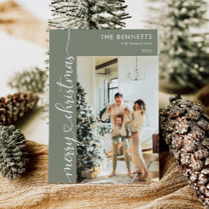 Modern Minimalist Photo Merry Christmas Holiday Card