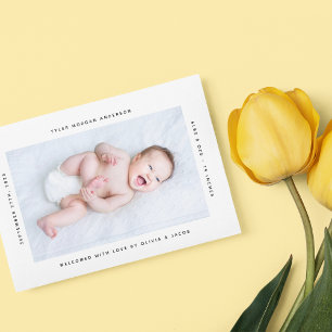 Modern Minimalist Photo New Baby Birth Announcement