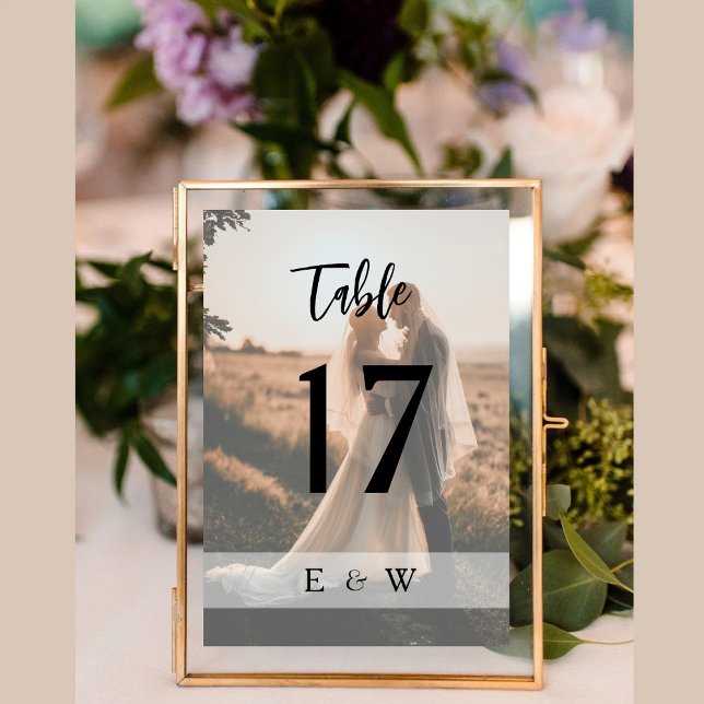Modern Minimalist Photo overlay Wedding Table Number (Modern Minimalist Photo overlay Wedding Table Number)