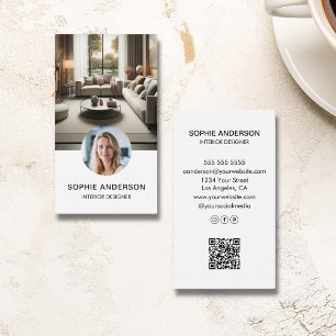 Modern Minimalist Photo Professional White Business Card