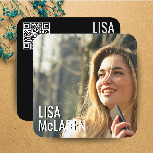 Modern Minimalist Photo QR Code Business Card (Modern Minimalist Photo QR Code Business Card)