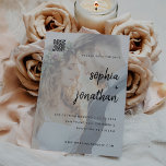 Modern Minimalist | Photo QR Code Save the Date Magnetic Invitation<br><div class="desc">These elegant,  minimalist magnetic wedding save the date cards feature modern script typography and clean,  sans serif text as an overlay on your favourite personal photo,  along with a QR code for your guests to scan for more wedding details.</div>
