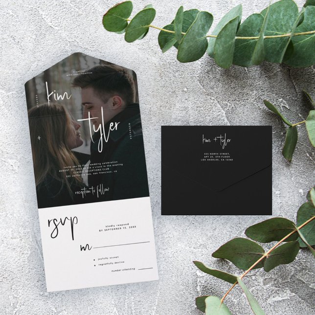 Modern minimalist photo RSVP wedding  All In One Invitation (Creator Uploaded)